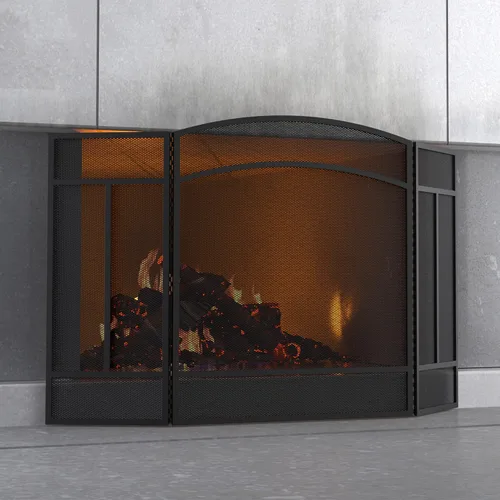 Vista 12 de Fire Beauty 3 Panel de hierro forjado Chimenea Pantalla Cubierta protectora de chispas (negro)