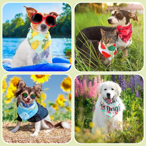 Vista 5 de Chunful - 50 bandanas de verano para perros y mascotas, bufandas triangulares a granel, babero, disfraz de mascota de temporada, traje de gato