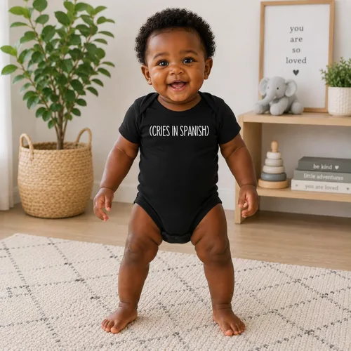 Vista 6 de CBTwear Body infantil divertido para bebé con gritos en español Negro