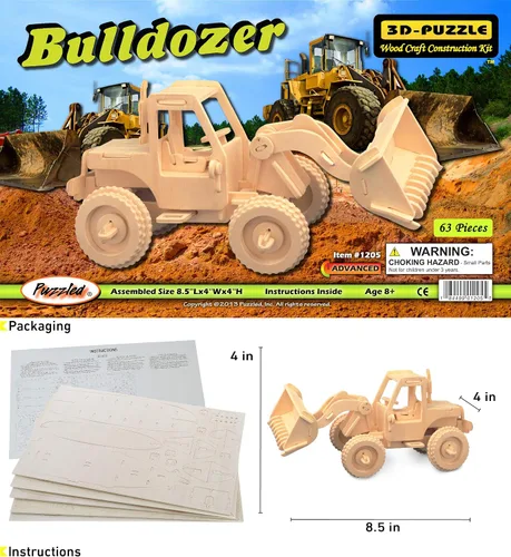 Vista 2 de Puzzled Rompecabezas 3D, niveladora de madera, kit de modelo de construcción, divertido y único y educativo, juguete de madera para armar