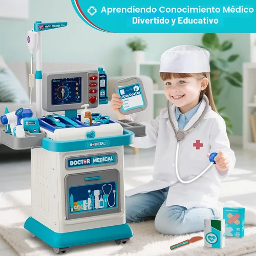 Vista 4 de AuroTops Kit de Doctor para Niños Pequeños 3-5, Juego de Doctor de 26 Piezas para Niños de 3-8 Años, Juguete de Juego de Roles Carrito Médico