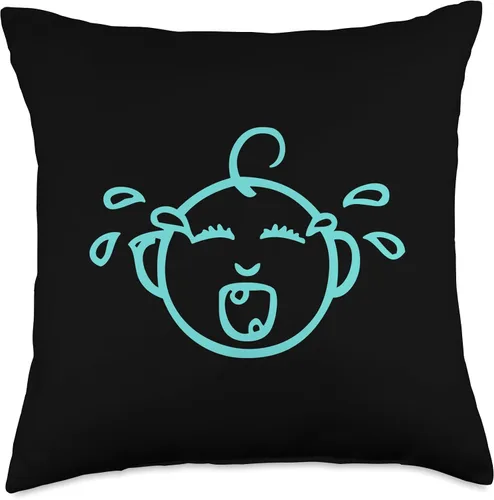Vista 4 de CRY BABY BLUE APPAREL Cute Crying Baby - Almohada de diseño azul, 16 x 16 pulgadas, multicolor