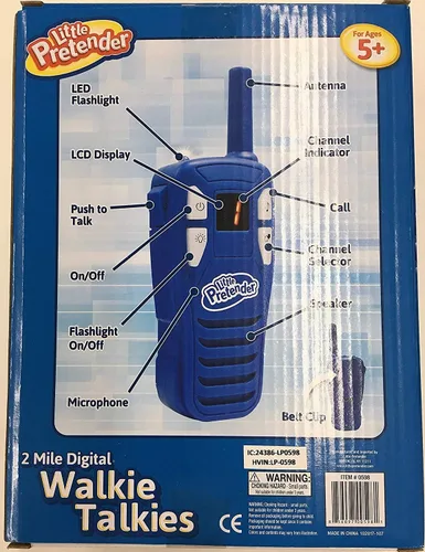 Vista 8 de Little Pretender Walkie Talkies para niños, rango de 2 millas, 3 canales, luz de flash incluida