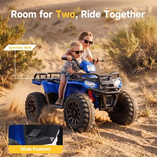 Vista 6 de 24V Kids ATV, coche eléctrico de 2 plazas para niños, paseo en coche de Azul
