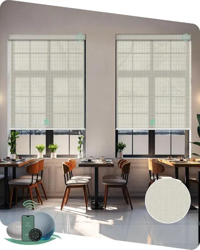 Vista 23 de Yoolax Persianas solares motorizadas que filtran la luz, persianas inteligentes con control remoto, funcionan con Alexa, persianas enrollables