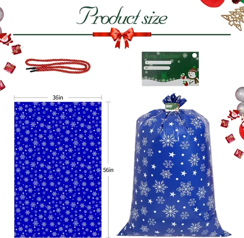 Vista 2 de 2 bolsas de regalo de Navidad de 36 x 56 pulgadas, extra grande, bolsa de regalo gigante, bolsa de envoltura de regalo, bolsas de regalo grandes