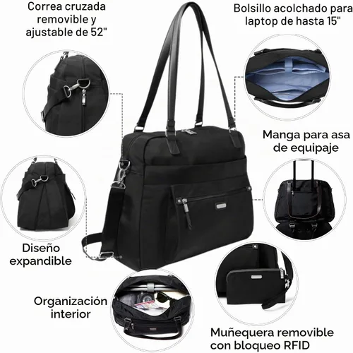 Vista 5 de Baggallini Overnight Expandable Laptop Tote with RFID Phone Wristlet