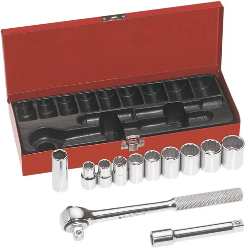 Vista 6 de Klein Tools 65514 Juego de llaves de vaso de 1/2 pulgada con accionamiento hexagonal y enchufes profundos en tamaños SAE, estuche incluido, 8 piezas