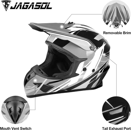 Vista 2 de JAGASOL DOT - Casco de motocross todoterreno para adultos, hombres y mujeres, casco de motocicleta de cara completa, casco de motocicleta de cara