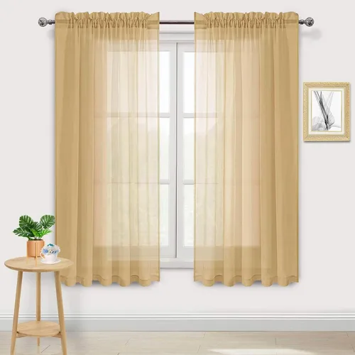 Vista 105 de DWCN Cortinas Transparentes Aqua de Voile Semitransparente con Bolsillo para Barra para Dormitorio y Sala de Estar, 36 x 36 pulgadas de Largo, Juego
