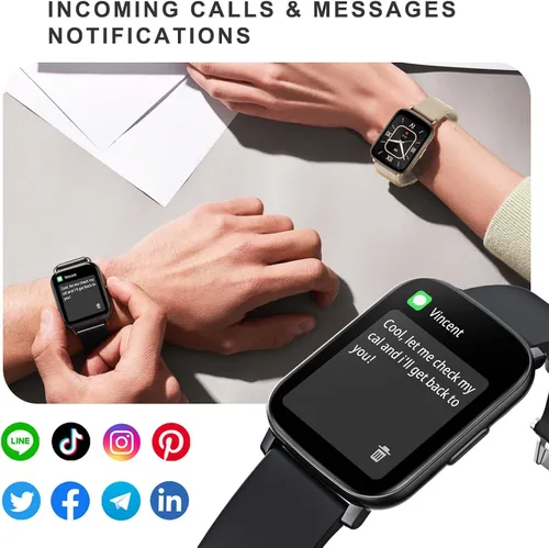Vista 5 de Relojes inteligentes para hombres y mujeres, reloj de fitness de 1.65 pulgadas con contador de calorías/pasos, frecuencia cardíaca