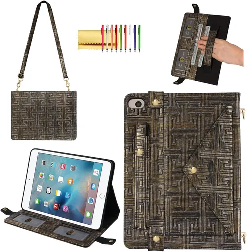 Vista 129 de Funda tipo bolso para iPad mini de 5ª/4ª/3ª/2ª/1ª generación de 7.9 pulgadas, Techcircle funda ligera tipo folio con soporte bandolera con billetera