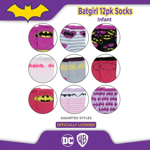 Vista 2 de DC Comics Baby Boys and Girls Socks - 12 Pack Batman, Wonder Woman, Superman, Justice League, Super Girl Socks (0-24M)