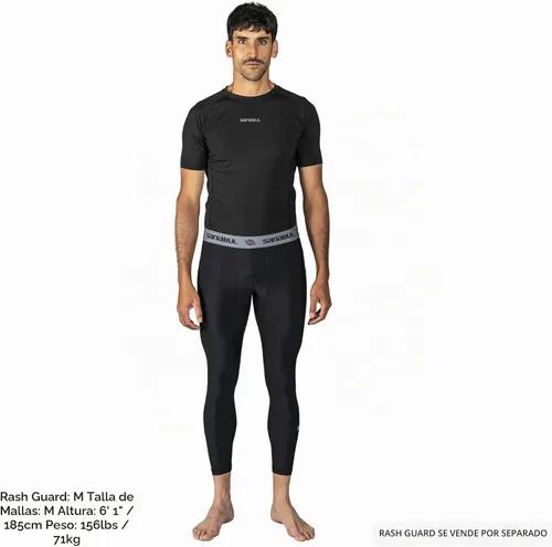 Vista 3 de malla protectora para entrenamiento de Jiu Jitsu y base de compresión. Para hombre. Negro