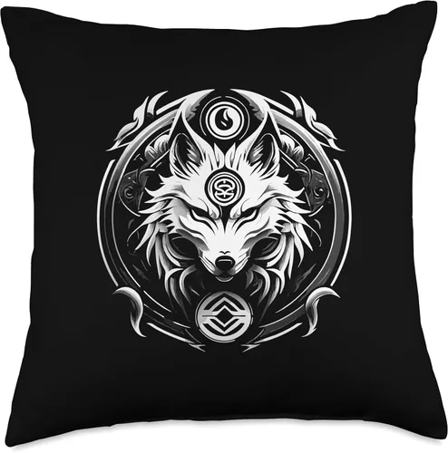 Vista 4 de White wolf of Odin - greek mythology Throw Pillow
