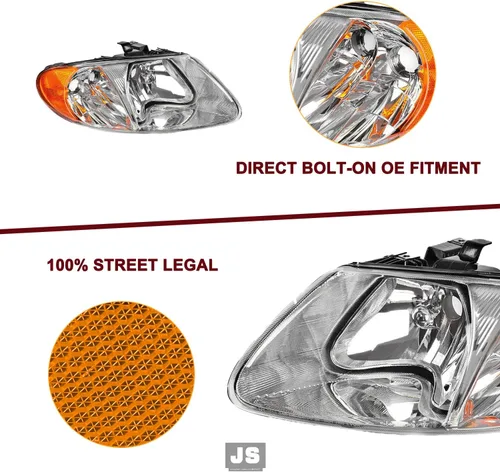 Vista 6 de JSBOYAT Conjunto de faros halógenos para Dodge Caravan 2001-2007 / Grand Caravan Chrysler Town & Country 01-07 con distancia entre ejes corta