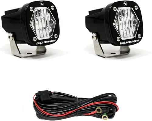Vista 3 de Baja Designs Cápsulas de luz auxiliar LED S1 - Ajuste universal con arnés de cableado, 2 LED (esquina ancha; ámbar)