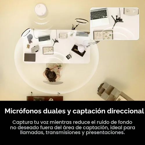 Vista 3 de Insta360 Link 2C Pro - Cámara web 4K para PC/Mac, sensor de 1/1.3 pulgadas, baja luz, marco automático, HDR, micrófonos direccionales con Blanco