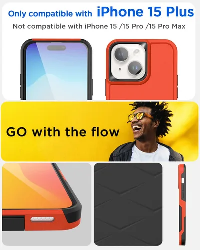 Vista 2 de AICase Funda para iPhone 15 Plus con protector de pantalla de vidrio + lente de cámara, resistente protección contra caídas, cuerpo completo