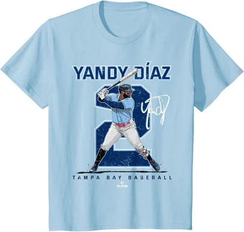 Vista 7 de Camiseta Number and Portrait Yandy Diaz Tampa Bay MLBPA, Negro