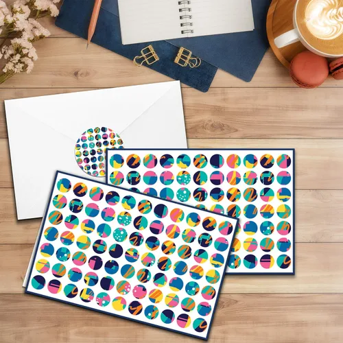 Vista 4 de smart scribbles Juego de tarjetas de felicitación, 48 tarjetas en blanco con sobres y calcomanías, 6 diseños para todas las ocasiones, caja