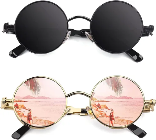Vista 33 de CGID Retro Steampunk Round Polarized Sunglasses Men Womens Metal Circle Frame UV400 Protection E72