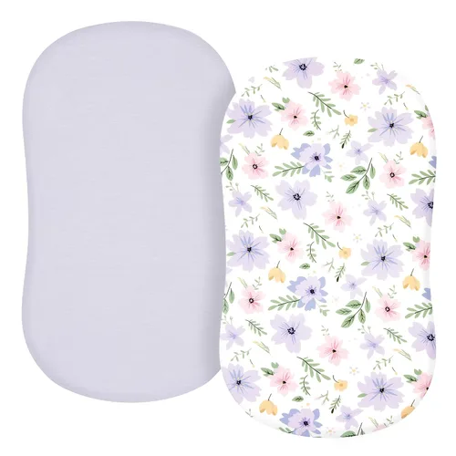 Vista 16 de TILLYOU Sábanas de moisés de bebé para niñas y niños, paquete de 2 sábanas de bebé para colchón de moisés cuadrado rectangular ovalado, 33 x 16