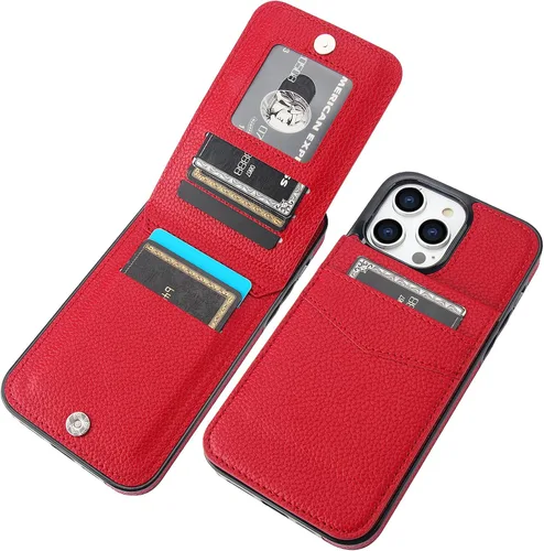 Vista 16 de KIHUWEY Compatible con iPhone 14 Pro Max Funda Cartera Plegable con Soporte para Tarjeta de Crédito, Cierre Magnético de Cuero Premium, Función