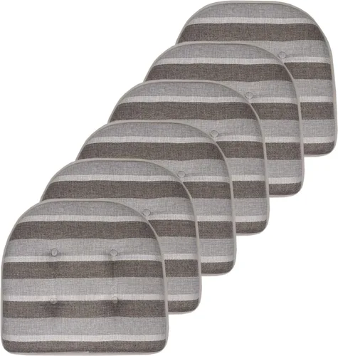 Vista 13 de Sweet Home Collection - Cojín de asiento de espuma viscoelástica y respaldo de caucho antideslizante con capitoné para silla, cojín en U, 17x16 Gris