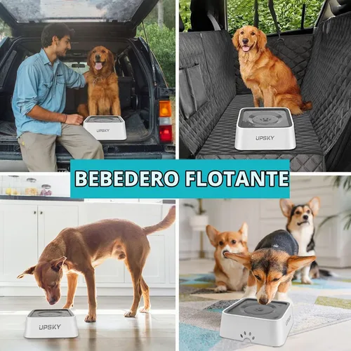 Vista 7 de UPSKY - Cuenco de agua antiderrames de 70 onzas para perros, alimentador