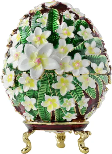 Vista 12 de Apropos Huevo Faberge pintado a mano de estilo vintage con esmalte rico y diamantes de imitación brillantes caja de joyería
