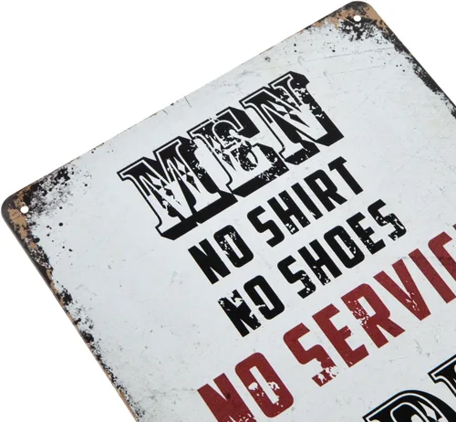 Vista 2 de ERLOOD Cartel de metal retro para hombre, sin camisa, no servicio, para damas, bebidas gratis, para hombre, cueva, lata, 12 x 8