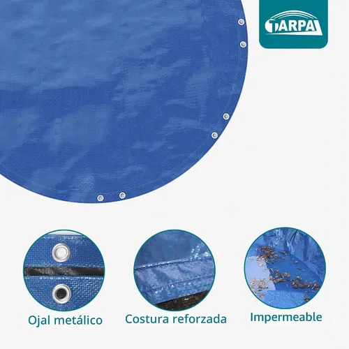 Vista 6 de TARPAL Lonas redondas pequeñas impermeables de 8 mil con accesorios Azul/Negro-8 mil
