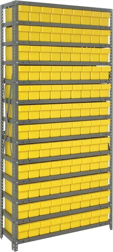Vista 142 de Quantum QSBU-245BK Heavy Duty Shelving Unit with (7) Shelves and (24) QUS245 Black Bins for Garage Warehouse Storage Distribution 400 lb Load