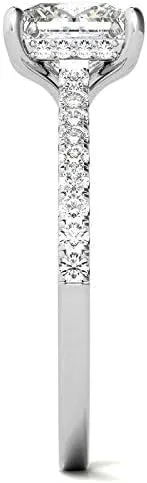 Vista 3 de IGI - Anillo de compromiso de diamantes de talla princesa blanca de 0.80 quilates con certificación IGI en oro rosa amarillo blanco de 14 quilates
