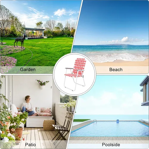 Vista 6 de Juego de 2 sillas de playa para patio y césped, sillas de playa plegables portátiles y ligeras con capacidad de carga de 265 libras y tubo de acero