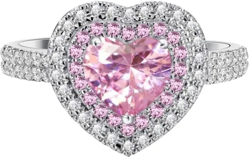 Vista 15 de Iumer - Anillo de zircón de dos piezas con incrustaciones de diamantes de imitación artificiales para mujer, talla 6-10.