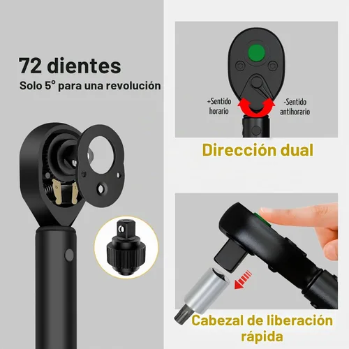 Vista 7 de Juego de llaves dinamométricas compactas para bicicleta de 1/4", 2