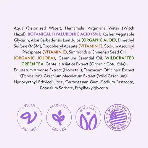 Vista 8 de Eve Hansen Suero hidratante de ácido hialurónico para la cara con vitamina C, vitamina E, té verde 72% hidratante facial reafirmante orgánico