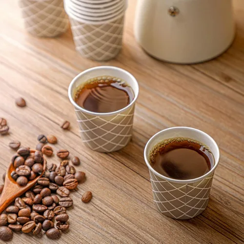 Vista 2 de Rtteri 100 Piezas Tazas de Café Desechables de 3 onzas Tazas de Espresso Desechables Tazas de Papel Pequeñas Tazas de 3 onzas para Café Té Cacao