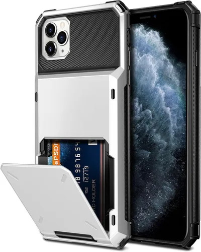 Vista 19 de Vofolen Funda protectora para iPhone 11, 4 tarjetas, ranura para identificación, puerta abatible, bolsillo oculto, antiarañazos, doble capa