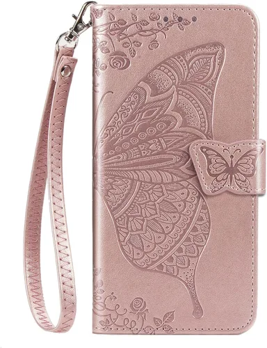 Vista 8 de for Xiaomi 12s Ultra Wallet Case Butterfly Flower Design PU Leather Flip Folio Cover with Card Holder Kickstand Wrist Strap Shockproof Protective