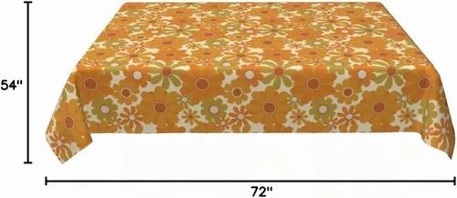 Vista 10 de Cafl Mantel retro con diseño de girasol de los años 70, sin arrugas, para picnic, cocina, vacaciones, comedor, rectangular, poliéster lavable