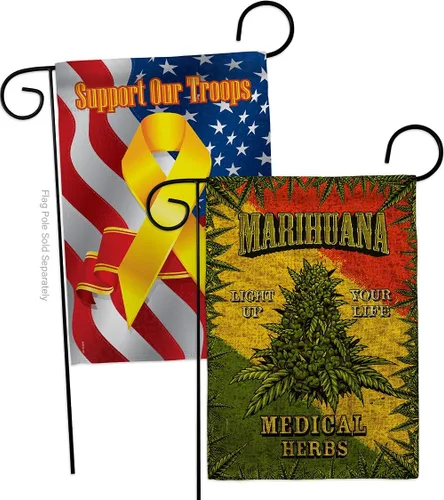 Vista 9 de Marihuana Burlap Garden Flags 2pcs Pack Novelty Trendy Popular New Trend Interesting Exciting Small Decorative Gift Yard House Banner Double-Sided