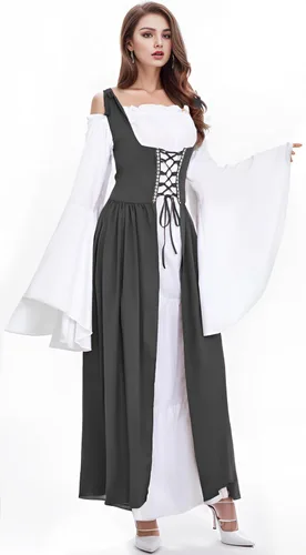 Vista 2 de Vestido renacentista para mujer, vestido medieval para mujer, disfraz renacentista para mujer, vestido irlandés, vestido de feria renacentista