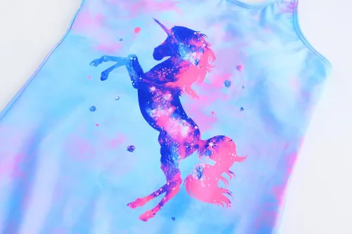 Vista 4 de Traje de baño de unicornio de una pieza de sirena para niñas pequeñas, conjunto de dos