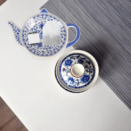 Vista 2 de BESTonZON Juego de 4 soportes de cerámica para bolsitas de té, con forma de tetera, resistentes al calor, para salsa de mesa, postre, aperitivos