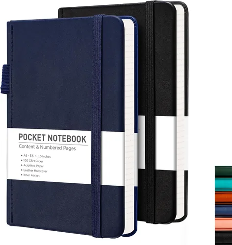 Vista 9 de RETTACY Cuaderno de bolsillo, paquete de 2, 160 páginas rayadas numeradas por paquete, tamaño pequeño A6 (3.5 x 5.5 pulgadas), para trabajo, diario