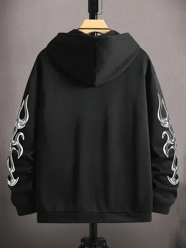 Vista 2 de SHENHE Sudadera de gran tamaño con capucha y bolsillos con estampado de letras gráficas para hombre
