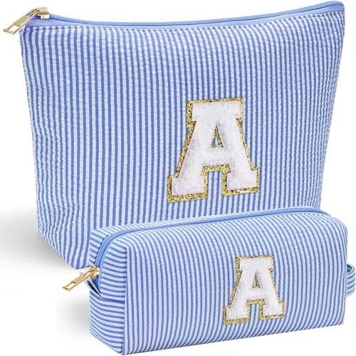 Vista 26 de YOOLIFE Regalos del Día de la Madre para Mujeres, Bolsa de Maquillaje con Iniciales, Bolsa de Maquillaje para Viaje, Bolsa de Maquillaje Negro
